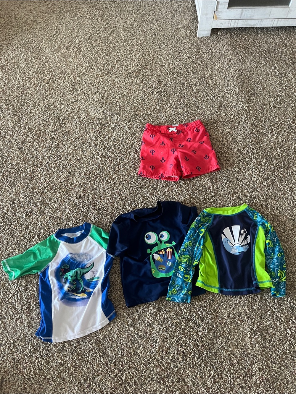Children's Navy & Red Swim Set - Rash Guard Tops and Swim Shorts